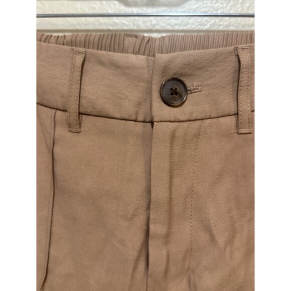 A New Day Tan Brown‎ Cropped Pants Trousers Size 2 Elastic Waist Cuffed Hem - Picture 6 of 6